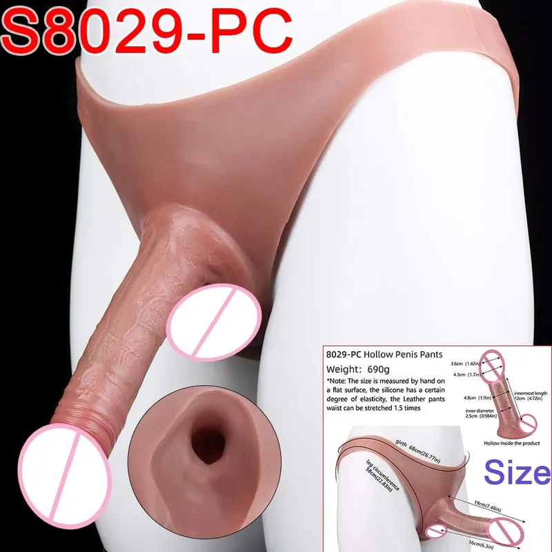 Male Strap-On Long Hollow Dildo Ultra Realistic Penis Extend Sleeve Pants насадка на член Male Cock Cover Sex Toys — image 8
