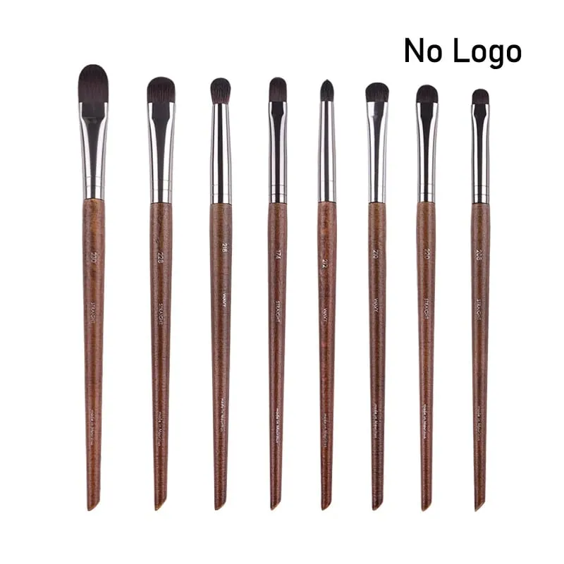 Naturligt træ Øjenmakeup børster hele sæt Pro Crease Øjenskygge Make-up kit smudge highlighter øjenbryn Læbevippebørste praktisk