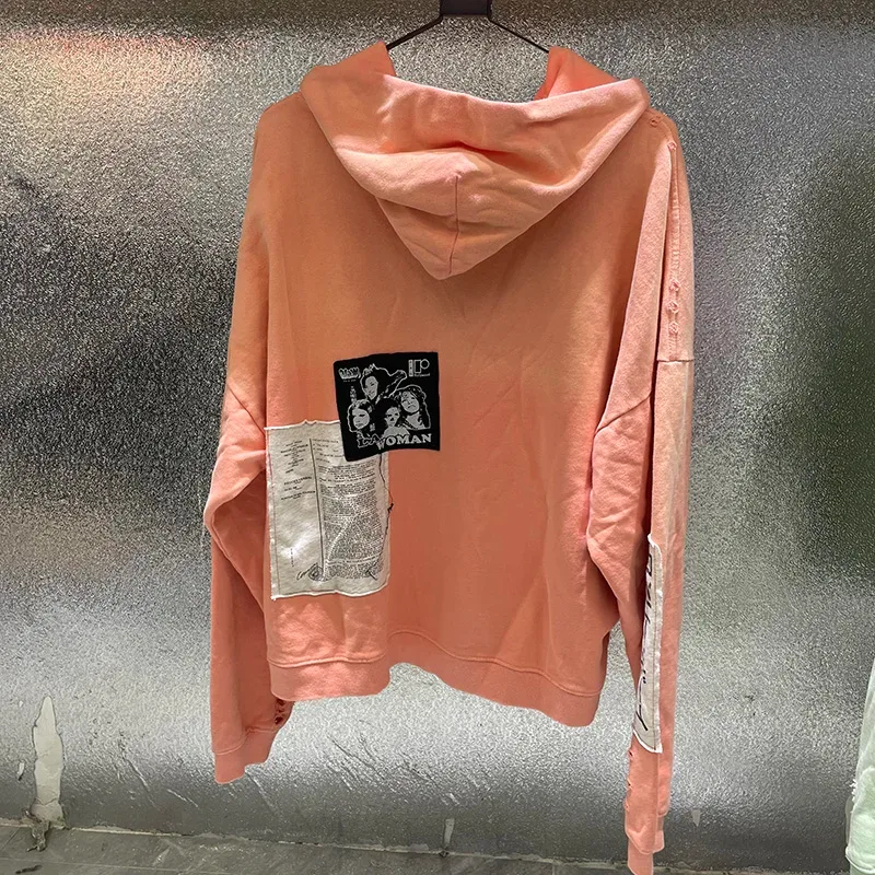 Washed Graffiti PALY Hoodies Men Woman Vintage Damaged Hole Old New Autumn Winter Zipper Hooded Pullovers Sweatshirts