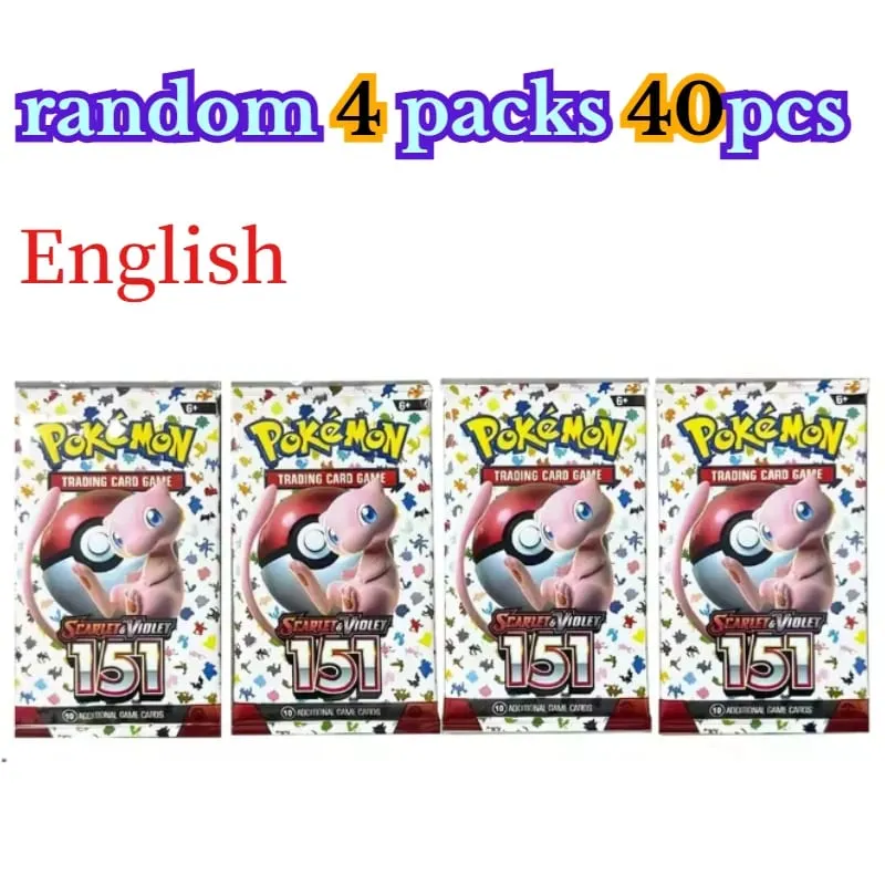 楽しい 40 ピースポケモンカードパック 4 セット日月バイオレット 151 英語トレーディングカードグッズおもちゃハロウィンギフトファンタジー SF