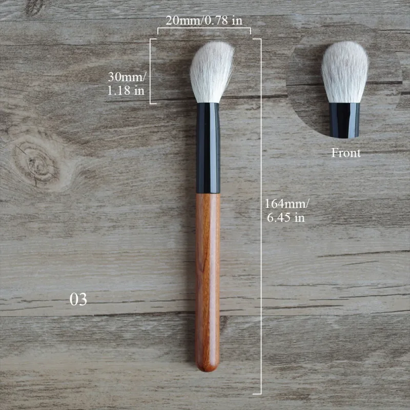 African Rosewood Handle Handmade Makeup Brushes 1pc Snow Fox Goat Hair Face Powder Blush Eye Shadow Brush Synthetic Makeup Brush