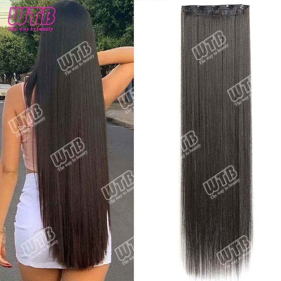 Extra Long Straight Synthetic 5 Clip Hair Extensions Ponytail Extension For Ladies Girls 20~40 Inches Clip In Extensions Hairpie