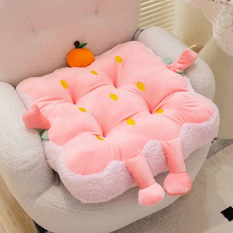 40cm Cute Strawberry Seat Cushion Fruit Pink Strawberry Soft Plush Stuffed Chair Mat For Office Sofa Living Room Home Couch