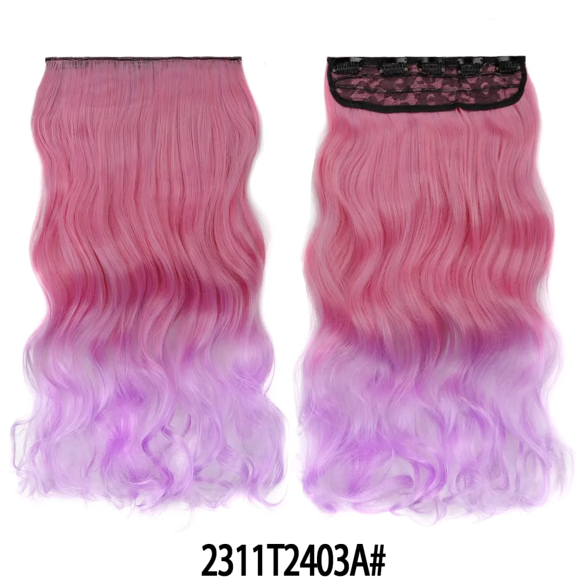 Jeedou One Piece 5 Clips Wavy Ombre Clip In Hair Extensions Long Water Wave Synthetic Curly Hair Piece Rainbow Colored Hair