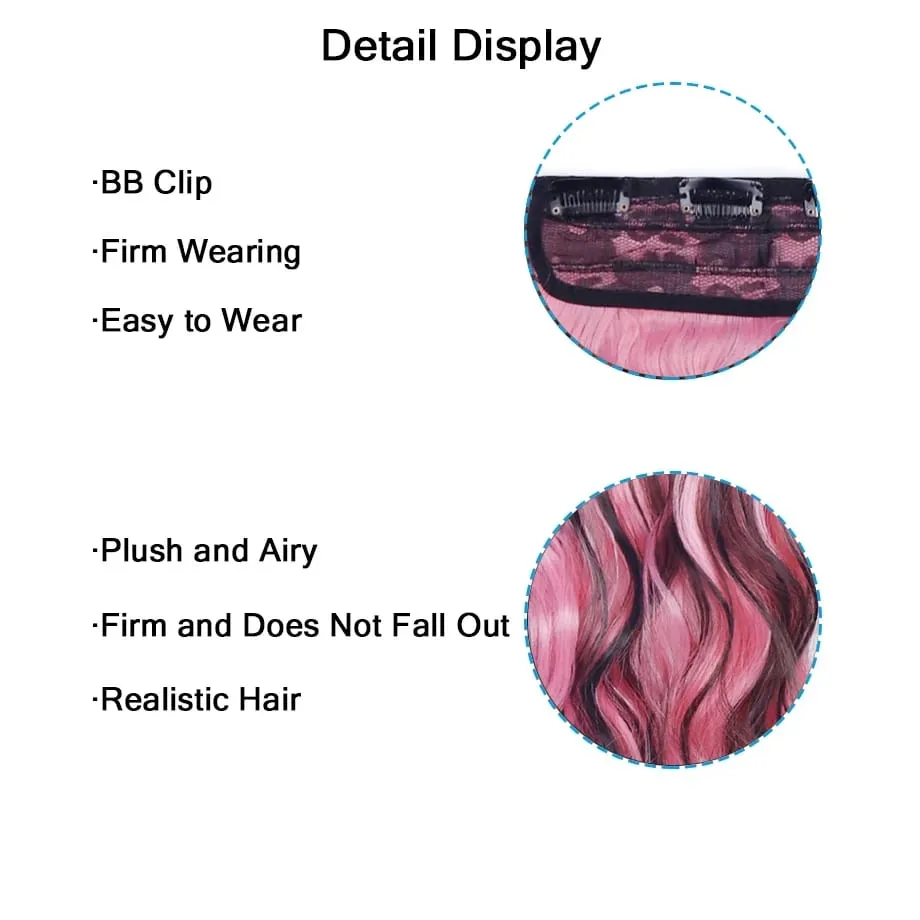 Water Wavy Clip in Hair Extension Synthetic Hair Highlight Silky Soft Natural Look with Invisible Lace Weft Hairpieces for Women