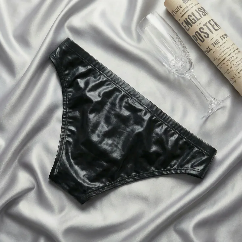 1ks pánské PU kožené trojúhelníkové kalhoty, rozkrokové duté sexy trojúhelníkové spodní prádlo, boxerské fitness, novinka pro dospělé, sladký dárek
