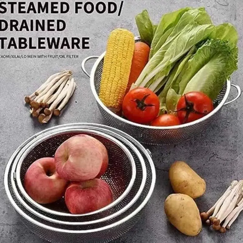 ♥Stainless Steel Kitchen Hole Dense Mesh Sifter Colander Strainer Sieve Baskets for Washing Fruits/Vegetables/Rice — image 7