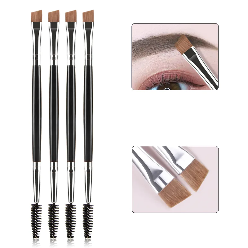 Dual Head Øjenbryn Makeup Børster 4 Stk Spoolie Lash Brush Vinklet bryn Fyld Pensel Professionel øjen kosmetisk værktøj