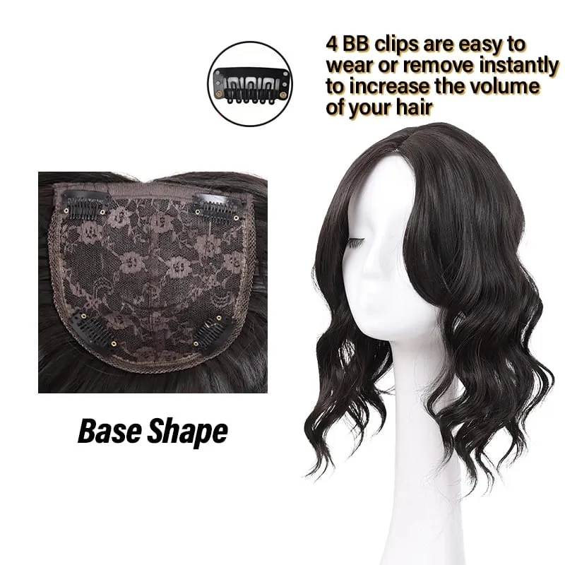 High Quality Synthetic Water Wave Wig Topper Middle Part With Natural Shine Easy To Apply For Quick Volume Boost.