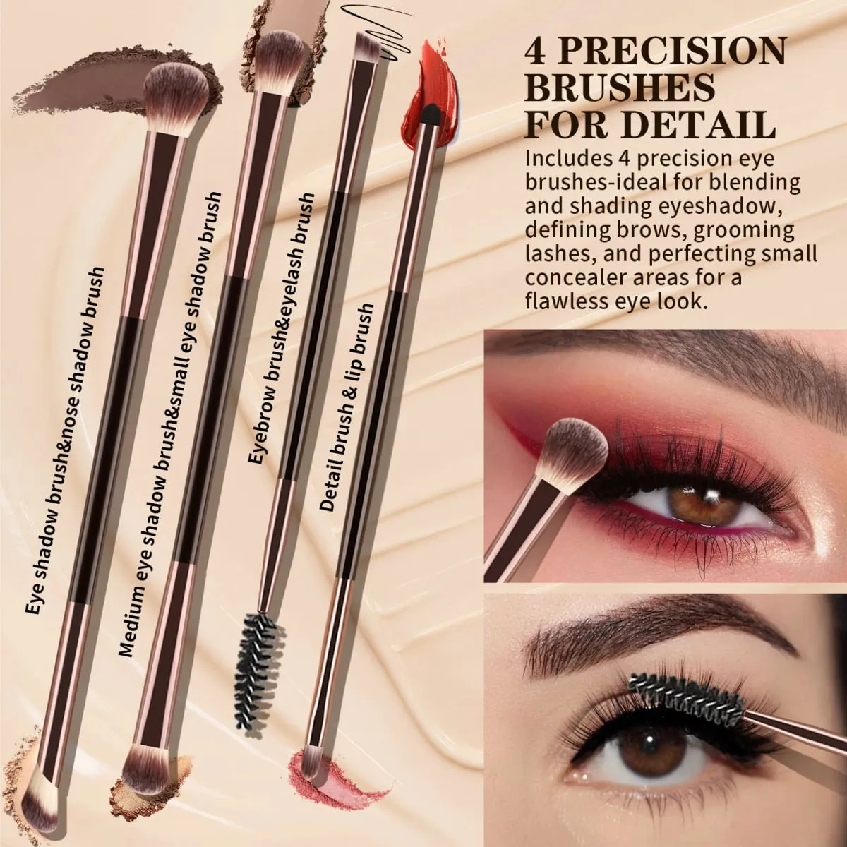 6Pcs Double Head Makeup Brush Set Powder Blush Contour Eyeshadow Eyebrow Brushes Full Face Cosmetic Tools