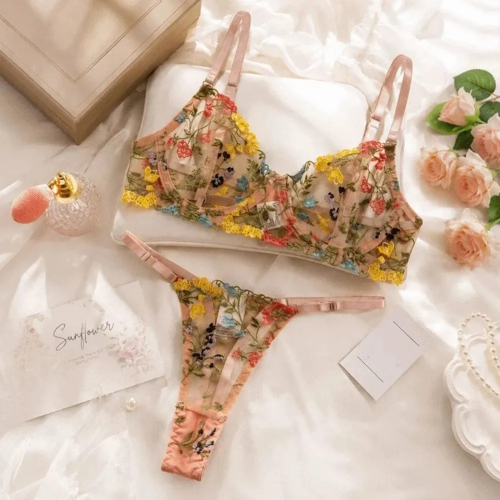Versatile Transparent Lingerie Set Ultra-thin Push Up Panties Bra Set Elegant Bra Suit Lady — image 1