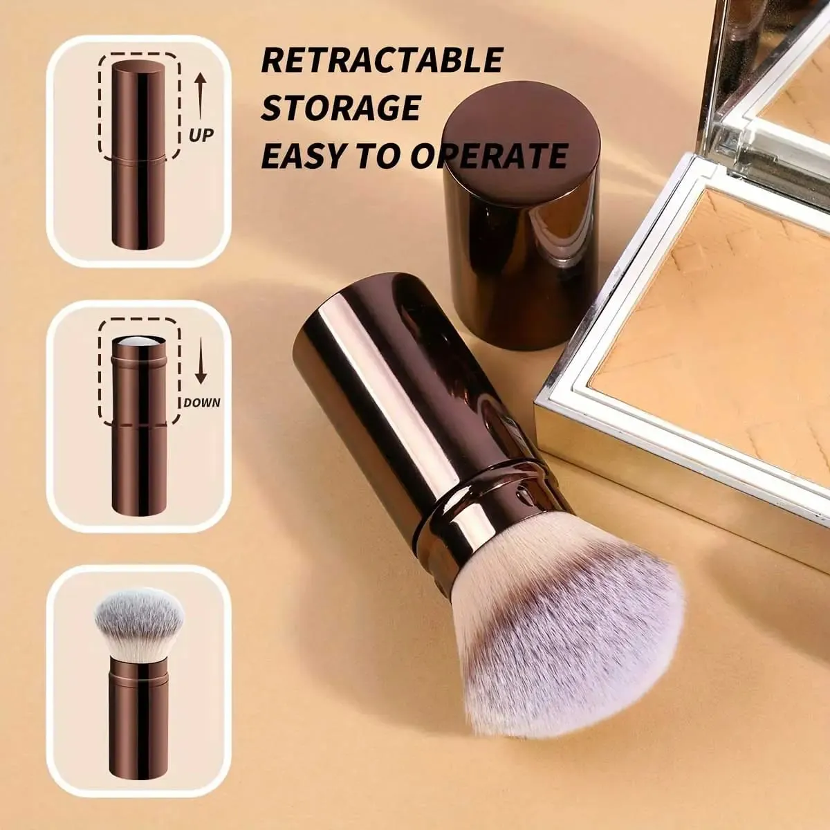 3pcs Professional Extendable Face Makeup Brushes Blush Powder Foundation Brushes Synthetic Soft Brushes For Liquid Cosmetics
