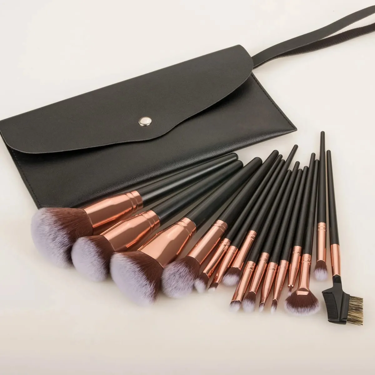15Pcs Makeup Brushes Set with Storage Bag Soft Bristle Face Eye Brush Kit For Foundation Blush Eyeshadow Eyebrow Cosmetic Tools