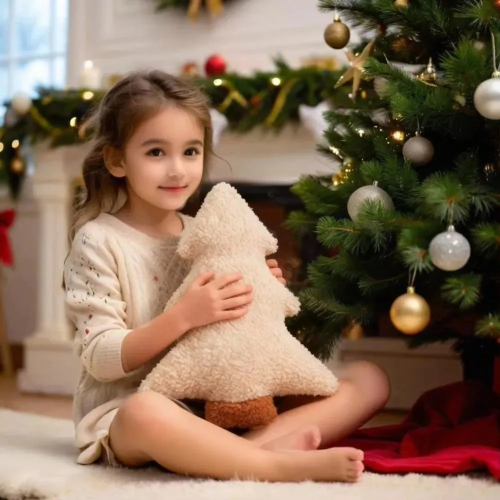 Cute 40cm Christmas Tree Pillow Soft Stuffed Plush Pillow Festive Decor Pillow Home Decor