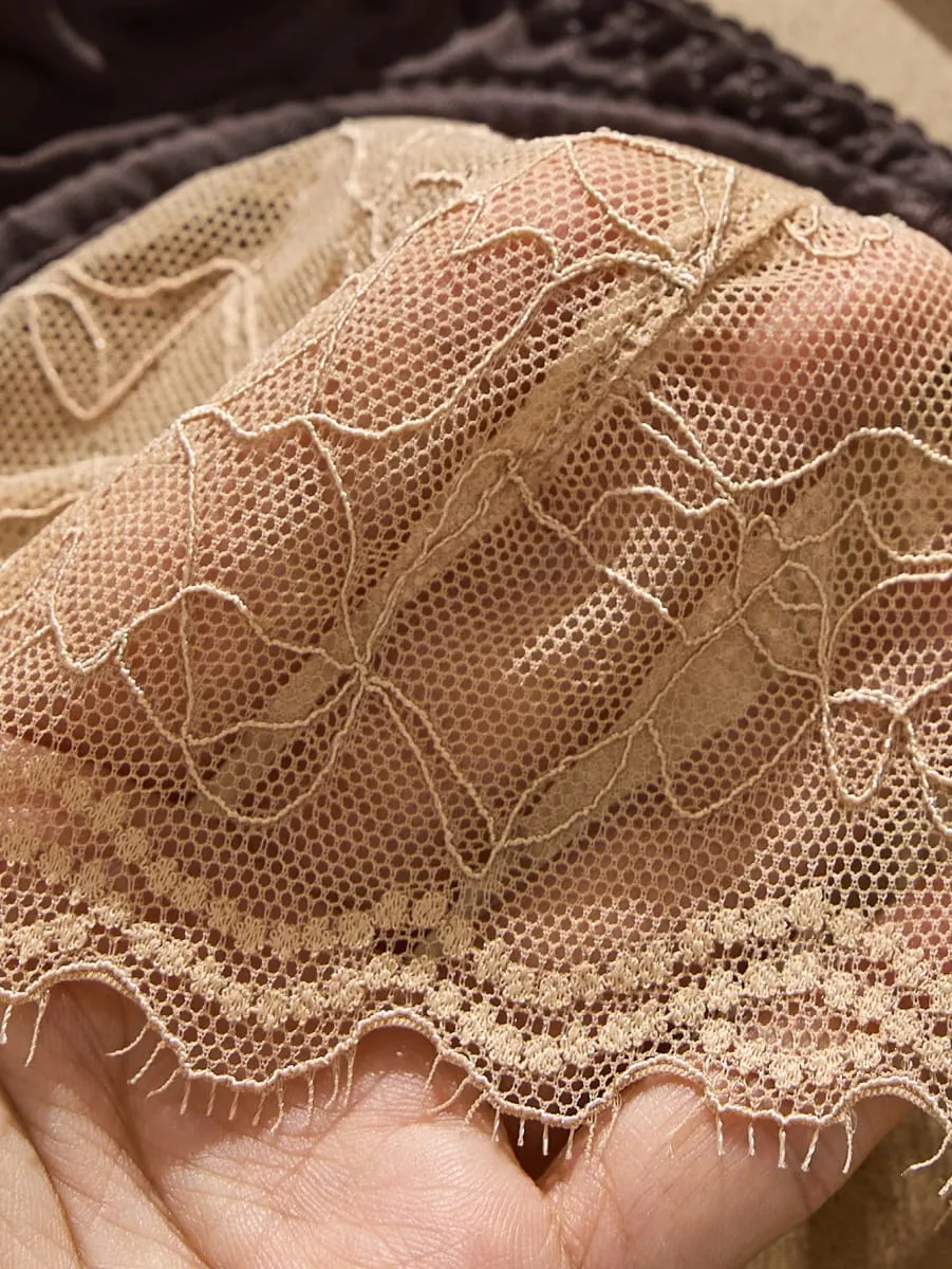 Sexy Lace Flowers Embroidery Lingerie Set for Women Ultra Thin Breathable Bra Button Decoration Underwear French Bras Thong Sets — image 3