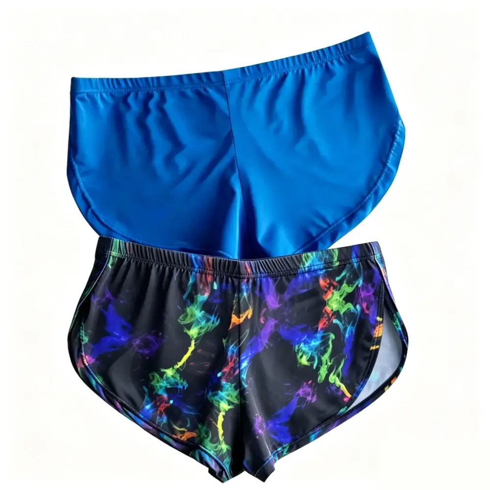 Men Galaxy Smoke Print Split Hem Ice Silk Trunks Low Rise Quick Dry Slim Lounge Shorts Lightweight Breathable Underwear for Gym