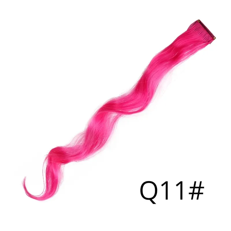 Leeons Clip In One Pieces Hair Extensions Straight Ombre Purple Blue Pink Extension Hair Women Synthetic False Fake Hair