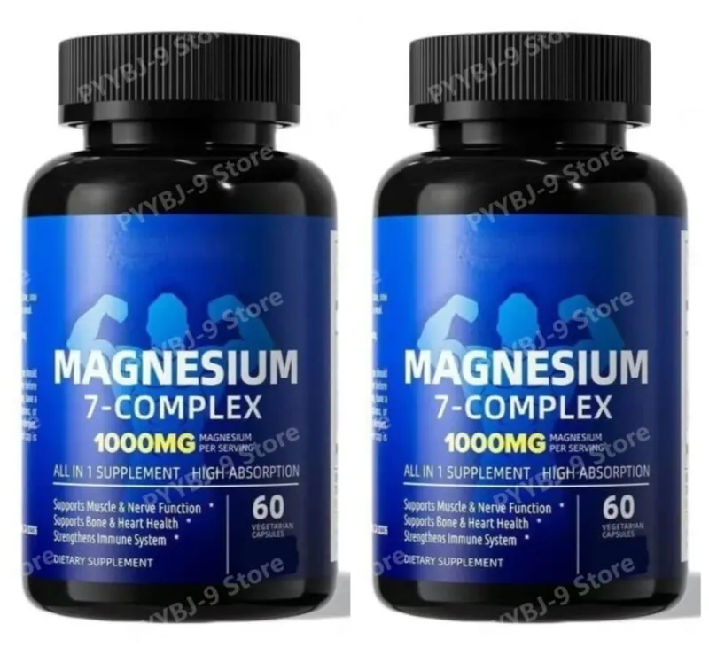 Komplexní doplněk hořčíku 7 s glycinát citrát malát chelát zinek vitamín D3 B6 pro úlevu svalů při spánku 60 tobolek