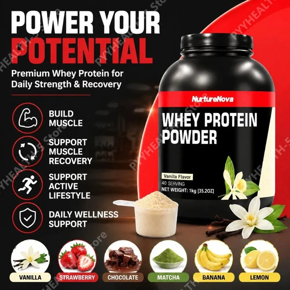 NurtureNova Whey Protein Powder Build Muscle Muscle Recovery Sports Vanilla Flavor Whey Protein Powder 40 Servings 1kg (35.2oz) — image 4