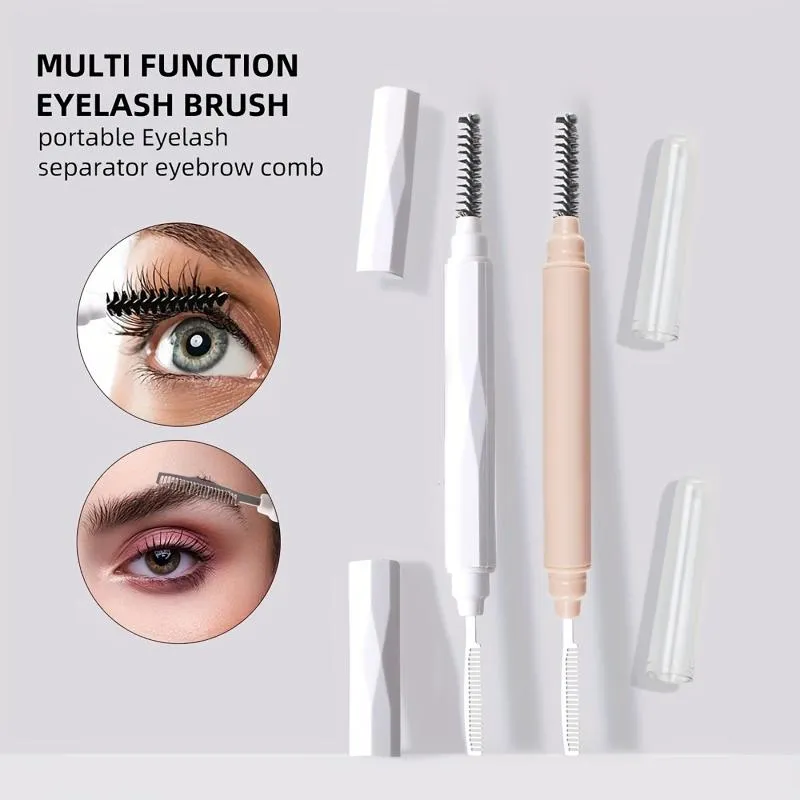 (N) 1Pc Eyebrow Make Up Brushes Dual Ended Brow Comb Makeup Brush Stainless Steel Eye Lashes Roller Eyelashes White Beauty Tool