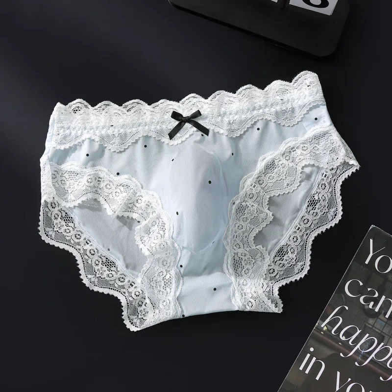Men Sexy Lace Briefs Sweet Women Style Panties for Men Mid Waist Sheer Ice Silk Seamless Underwear Stretch U Convex Underpant