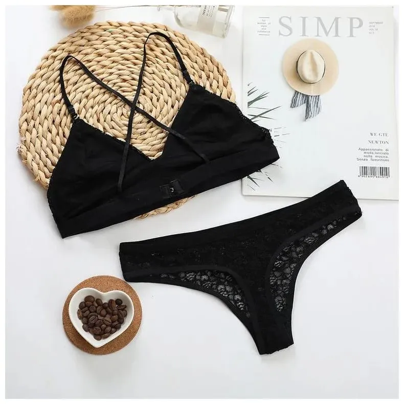 French Sexy Lingerie For Women Thin Design Without Steel Rims Or Chest Pads Gathering Lingerie Women's Bra Set