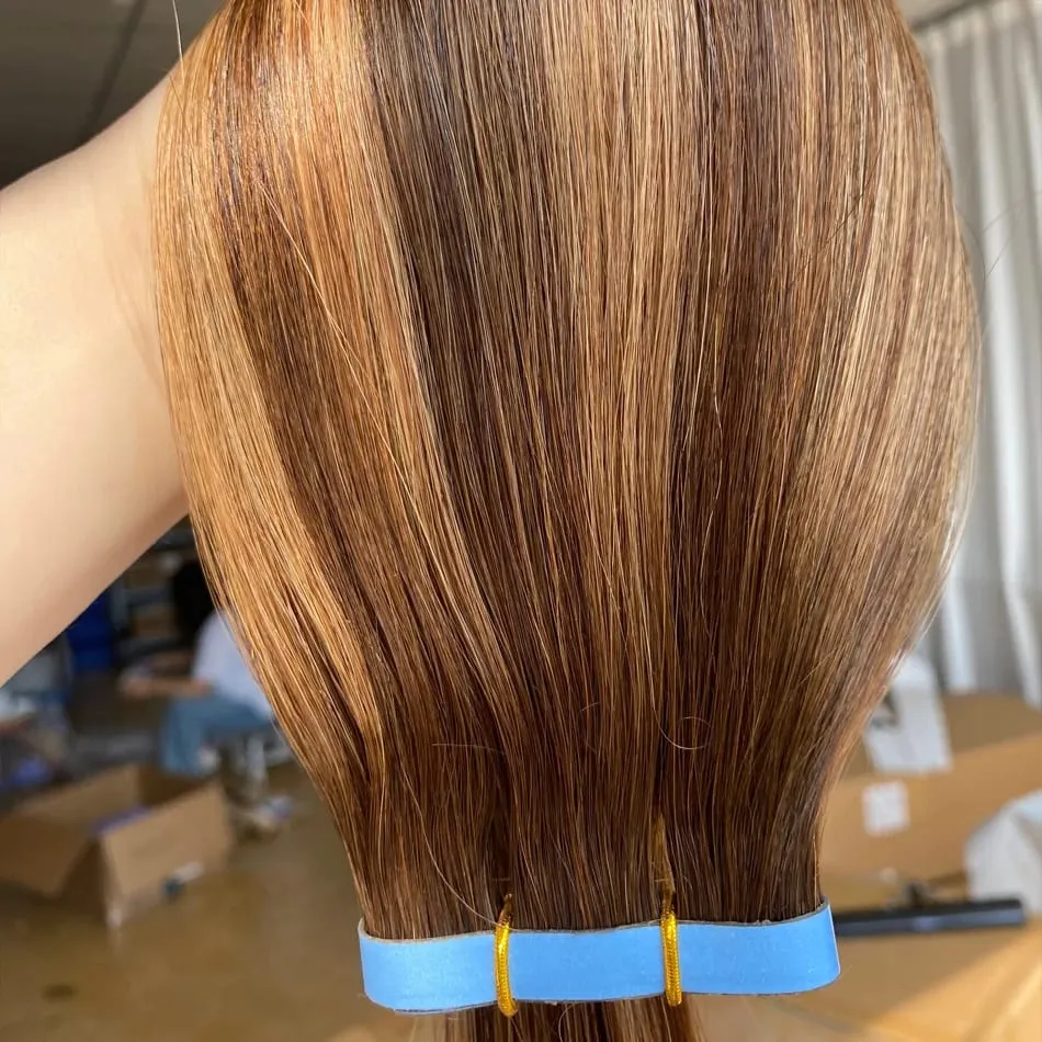 Tape In Weft Hair Extensions Human Hair 50g Injected PU Long Weft Tape In Hair Extensions Real Human Hair Seamless Tape ins Weft