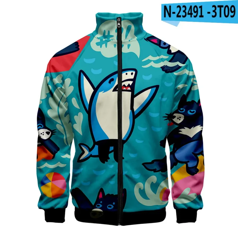 Popular Marine animals dolphin 3D Print Zipper Raglan Jacket Windbreaker Boys/Girls Comfortable Stand Collar Jackets Coats