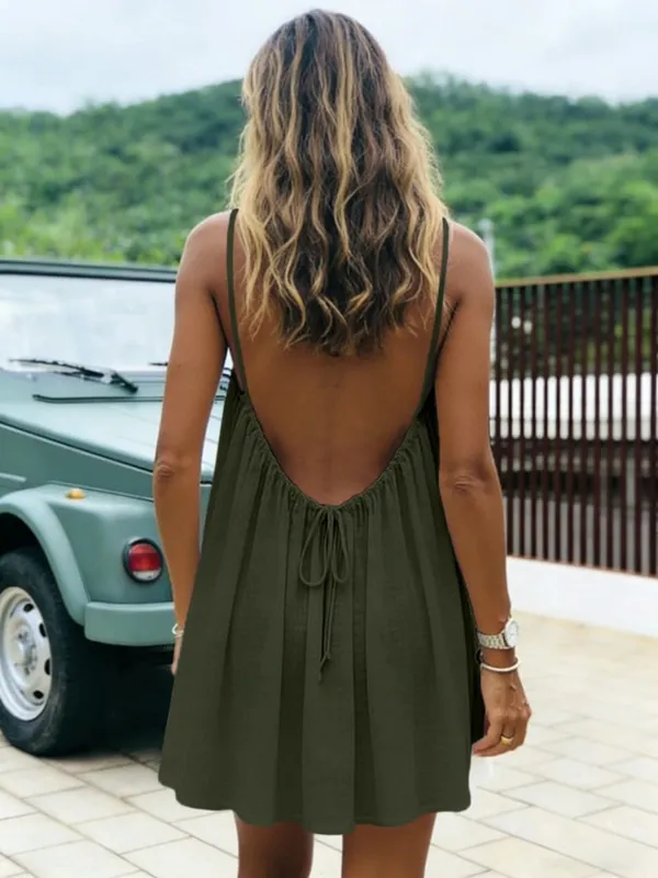 New Women's Off-Shoulder Loose Dress Pure Color Strap Casual Fashionable Summer Gown Cross-Border Loose Fit Maxi Dress — image 13