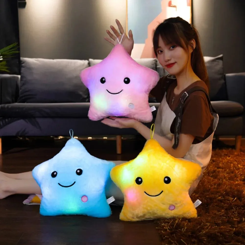 New LED Electronic Star Plush Toy Soft Star LED Star Doll Toy Home Decoration Baby Kid Toys Soft Star Pillow