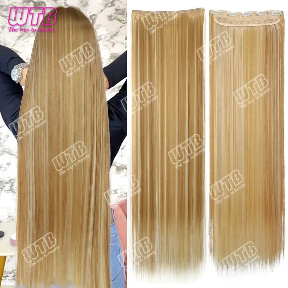 Extra Long Straight Synthetic 5 Clip Hair Extensions Ponytail Extension For Ladies Girls 20~40 Inches Clip In Extensions Hairpie