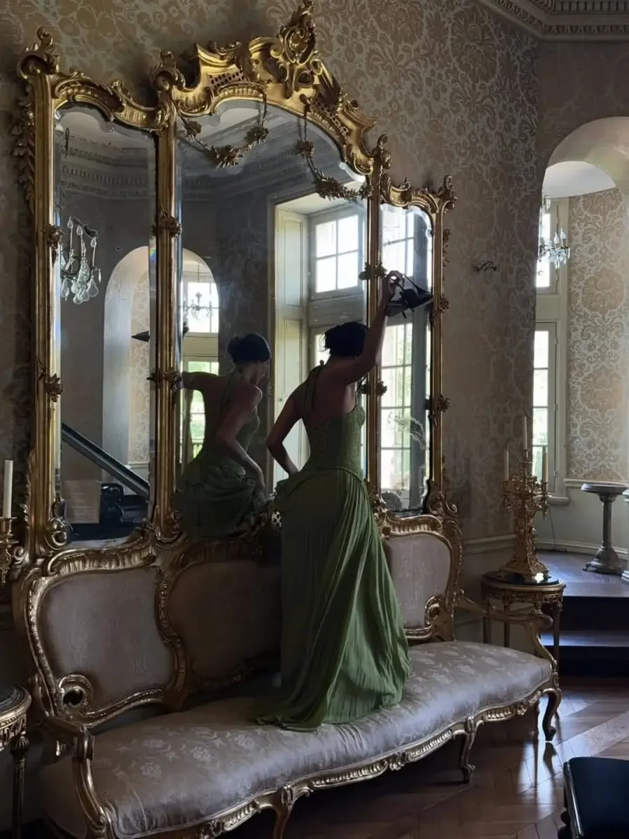 Robe Maxi en arête de poisson verte pour femmes, dos nu, épaules dénudées, plissée, col en cœur, Slim, Robe de fête de noël, nouvelle collection