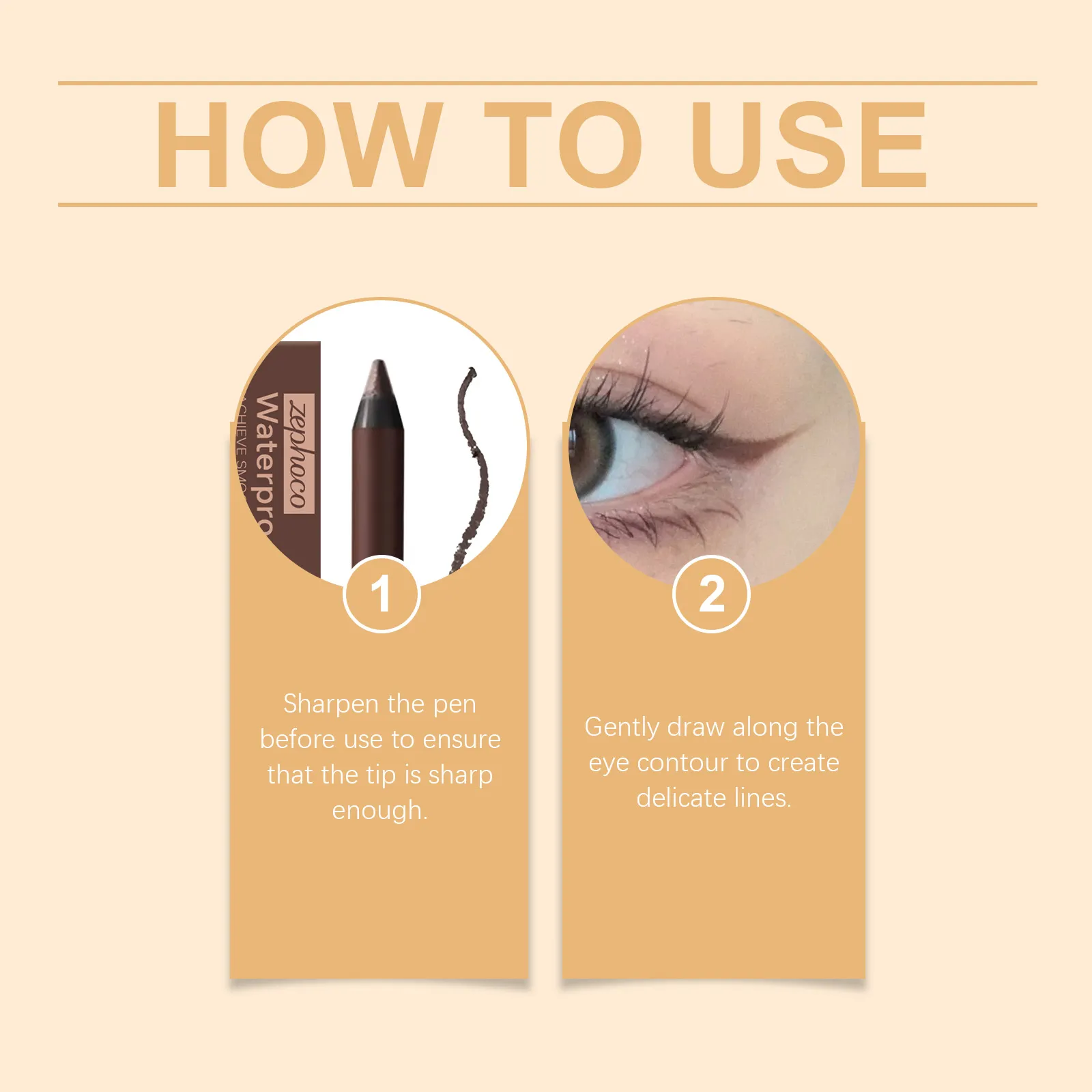 Zephoco Gel Eyeliner Pen Waterproof Smooth Eye Makeup Long Lasting Sweat Proof Oil Proof Smudge Proof Eye Liner Pencil Makeup — image 5