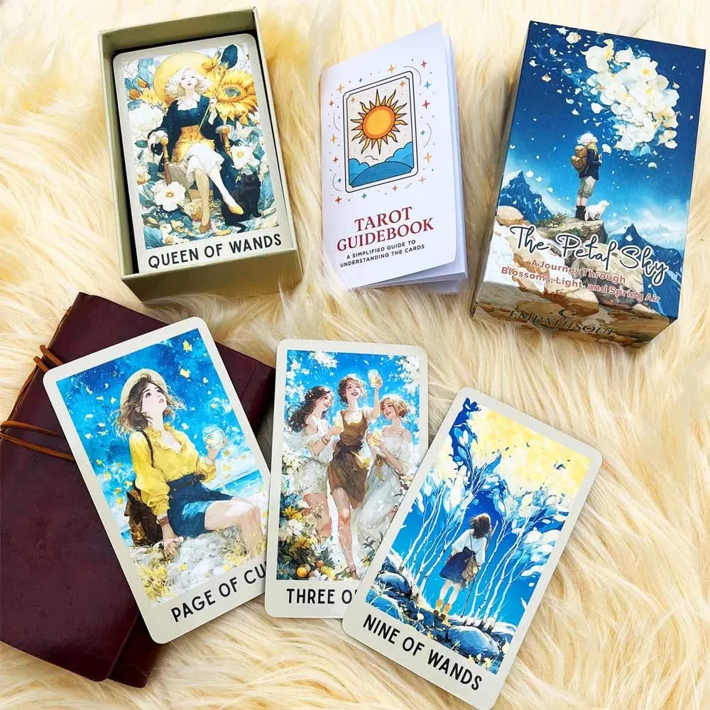 Petals Sky Tarot Cards Set 78 Cards 13x8 Cm Ideal for Intuitive Reading & Beautiful Illustrations Includes Paper Instruction — image 6