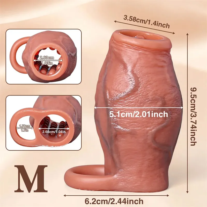 Skin Feeling Realistic Dildo Dick Pump Sleeve Enlargement Penis Covers Extender Men's Condoms Cock Ring Adult Sex Toy For Male