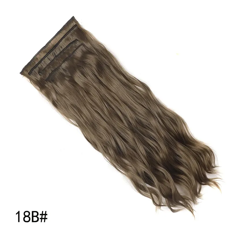 Jeedou Clip-in Hair Extensions 4PCS/Set Long Bouncy Curly Beach Wavy Hair for Women Brown Blonde Synthetic Hairpieces Daily Use