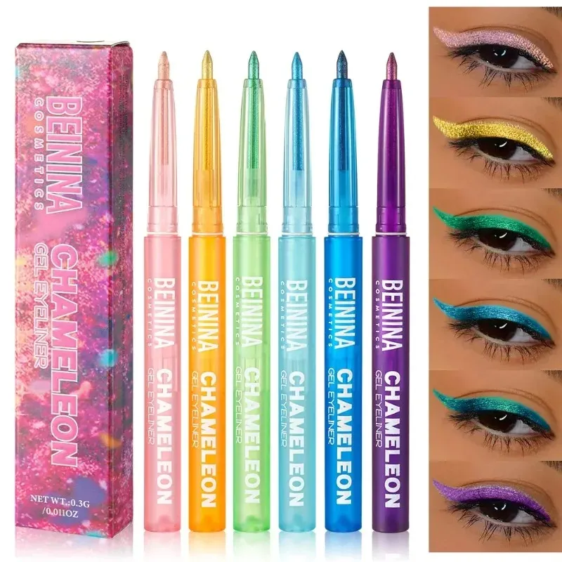 Shiny Chameleon Yellow Eyeliner Gel Pen Metallic Eyeshadow Multicolor Eye Liner Pearlescent Polarized Inner Eyes Pigment Makeup