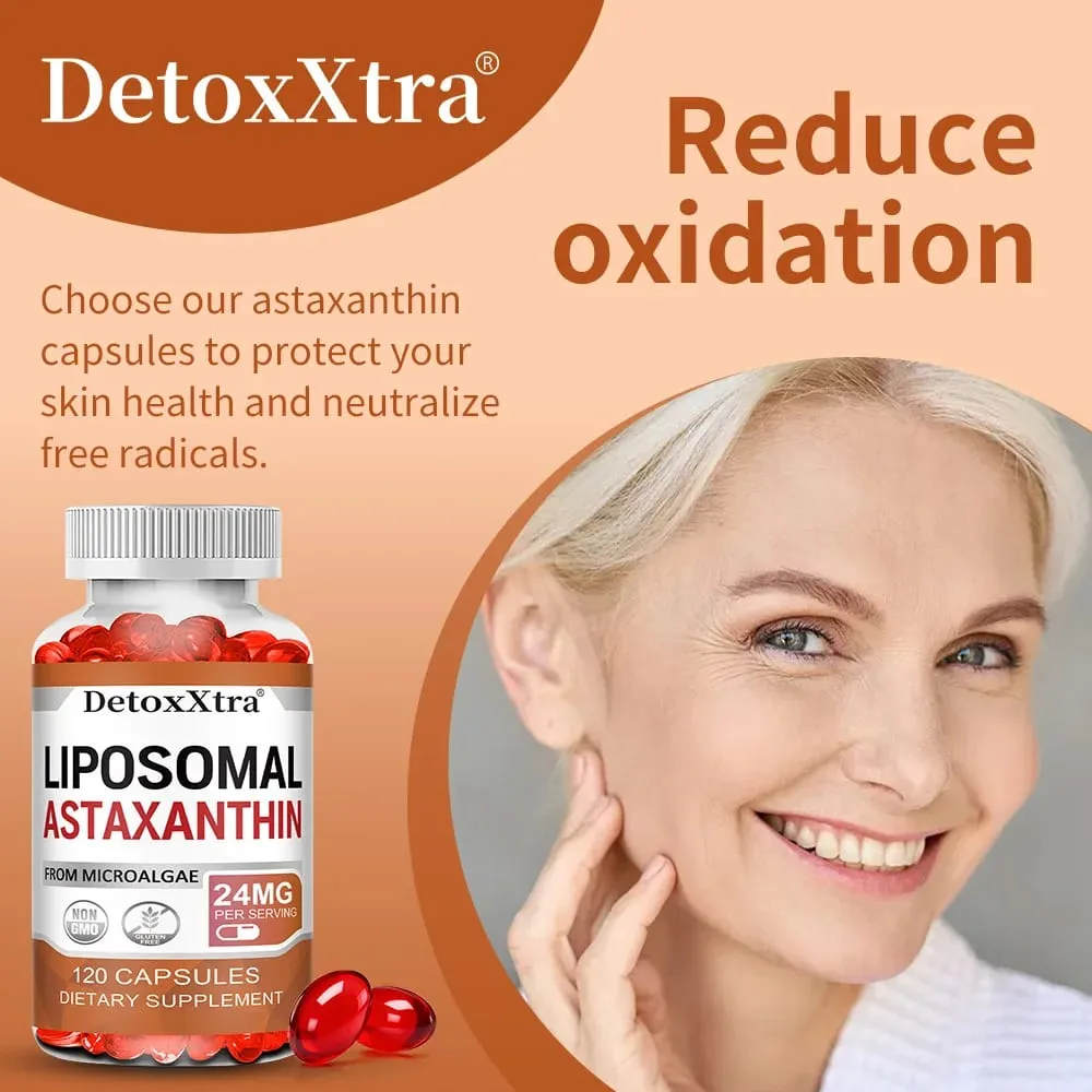 Liposomal Astaxanthin 24mg High Absorption Premium Antioxidant Supports Metabolism Eye Skin Joint & Immune Health Non-GMO