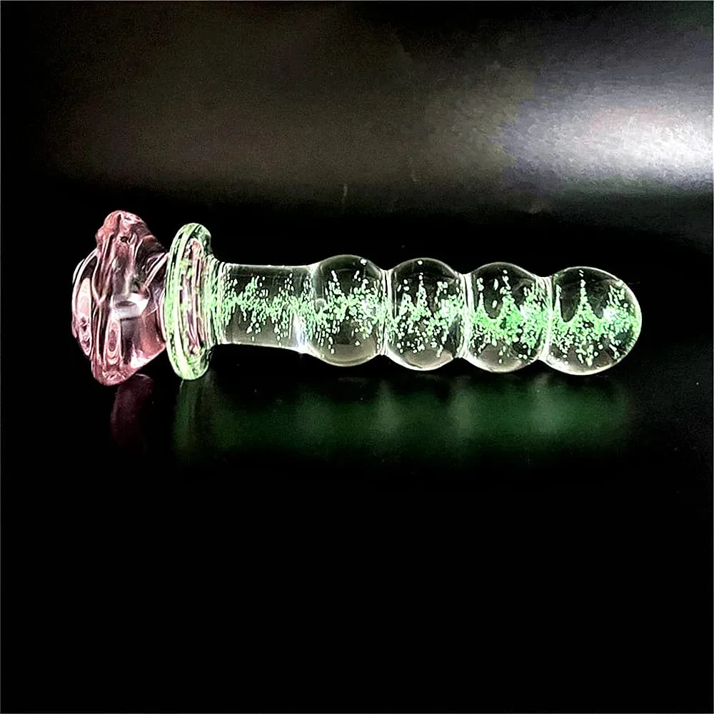 Luminous Glass Dildo Rose Anal Plug Glow in The Dark Butt Plug Anal Beads Penetration Anal Couples Play Adult Sex Toy Joinjjtoy — image 6
