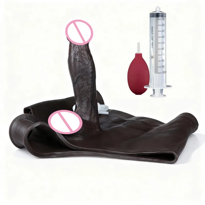 Black Nude Strapon Big Realistic Ejaculation Dildo Silicone Squirting Panties With Simulated Solid Penis Sex Toy For Women — image 29