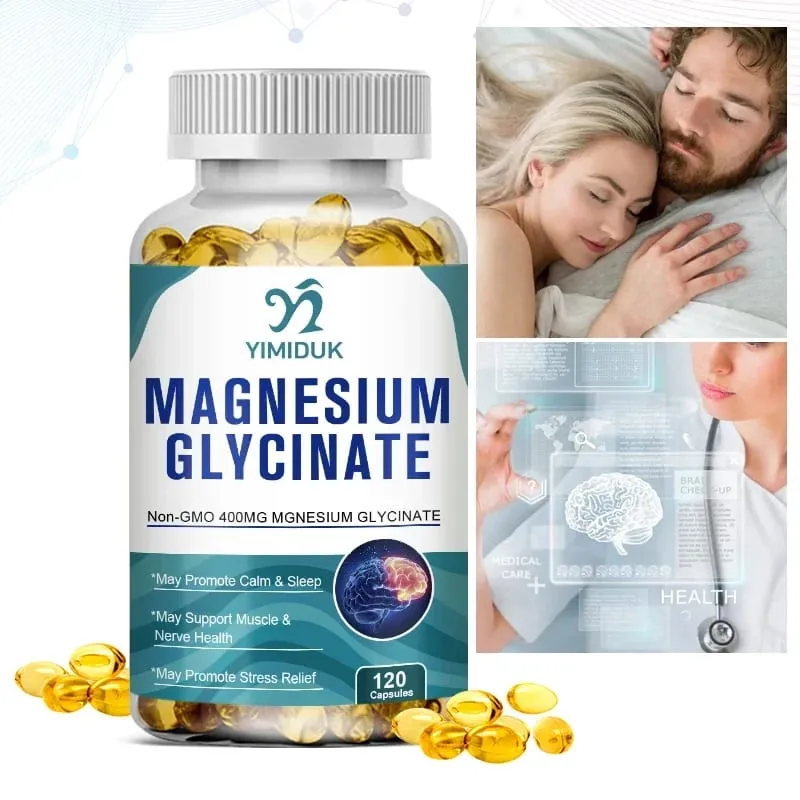 Suplemen Magnesium Glisinat Murni Yimiduk dengan Vitamin B6 untuk Melawan Kram Kelelahan & Kesehatan Jantung Mengurangi Kecemasan Vegan
