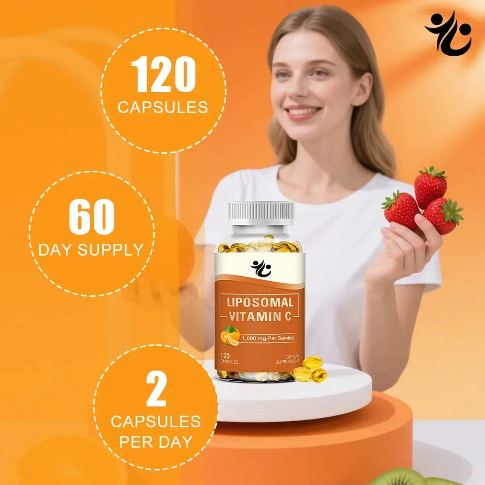 Capsule di vitamina C liposomiale da 1000 mg: supportano la difesa immunitaria, la produzione di collagene, luminosità della pelle, benessere cognitivo e circolatorio.