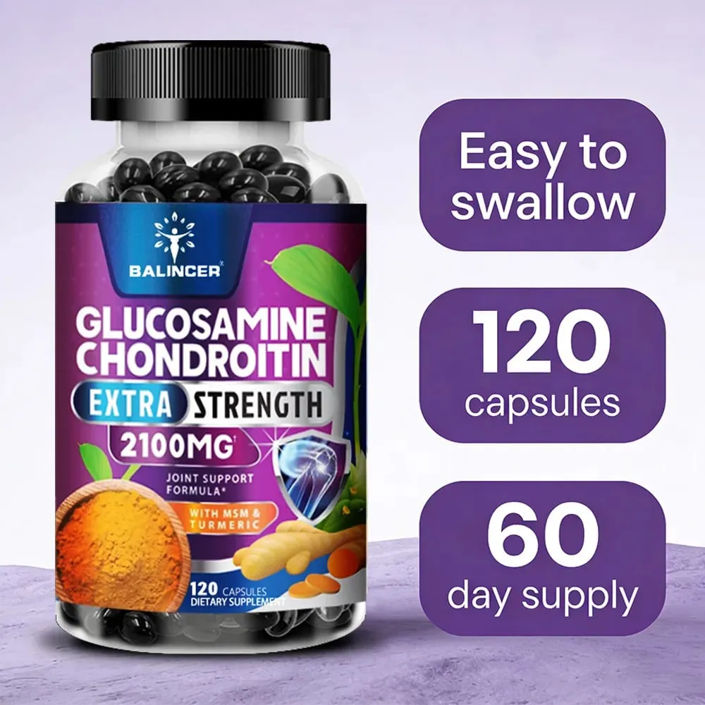 Glucosamine Chondroitin Capsules with Turmeric Root for Support Stress Relief Bone Joint & Immune Health Dietary Supplement