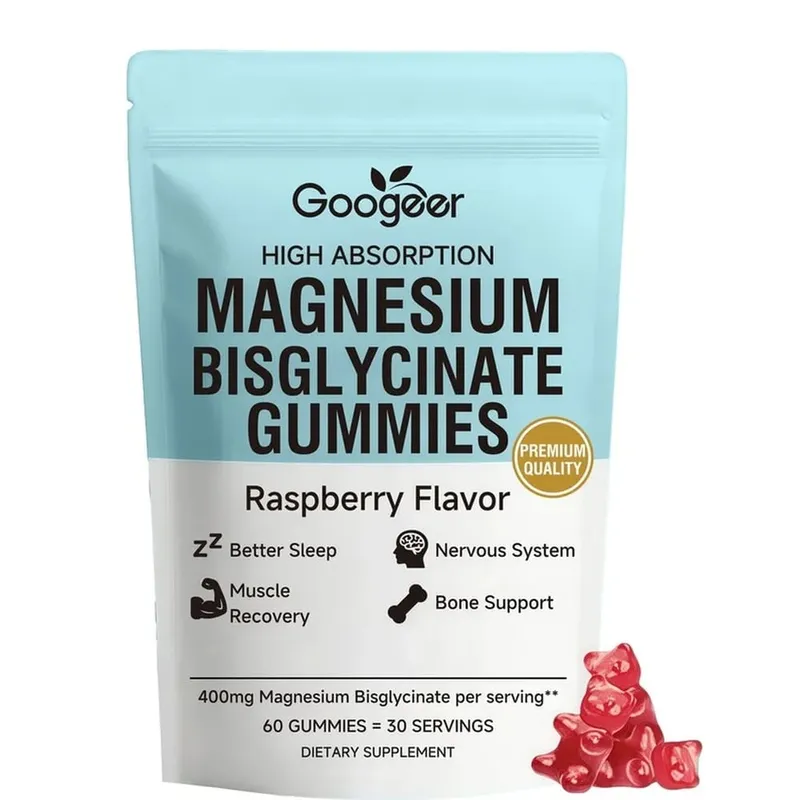 Magnesium Bisglycinate Gummies for Bone Muscle Sleep Support Nervous System Wellness with Vitamin D3 and Zinc 60 Gummies