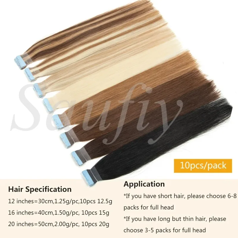12-20inches Balayge Blonde Mini Tape in Human Hair Extensions Double Side Invisible Seamless Tape Ins Hair 10pcs/Pack Natural Straight Black Blonde Balayge Brown Mini Tape In Hair Extensions — image 5