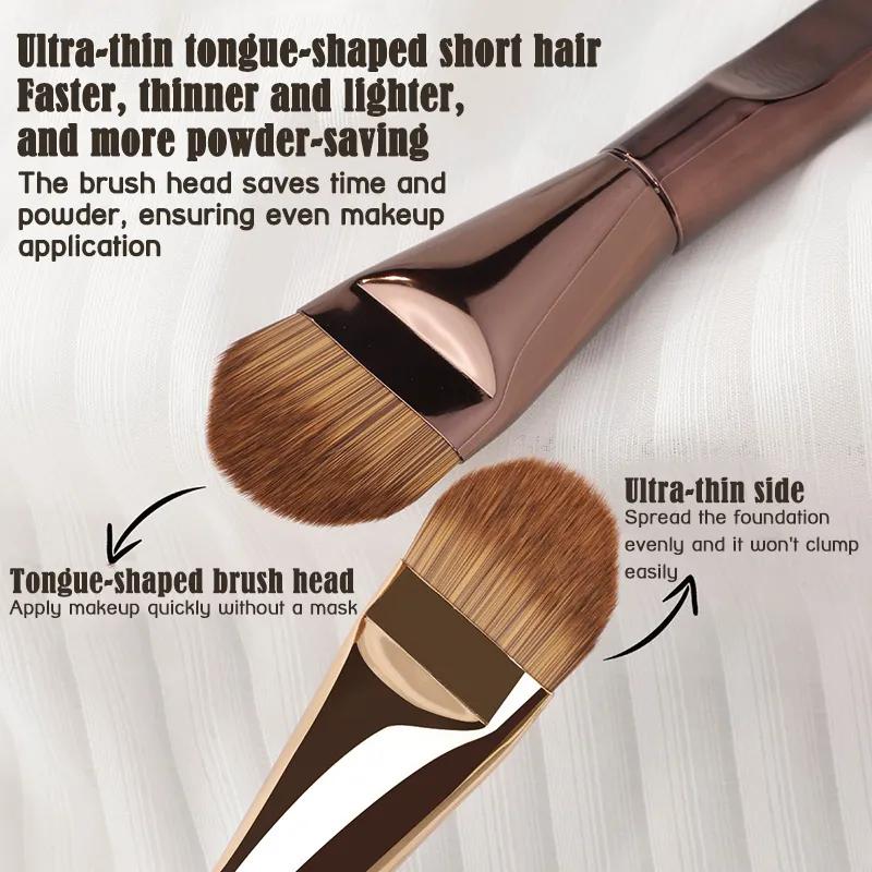 1pcs Ultra Thin Foundation Brush Tongue-Shaped Seamless Concealer Flat Head Soft Hair Beauty Tools Makeup Brushes Mask Brush