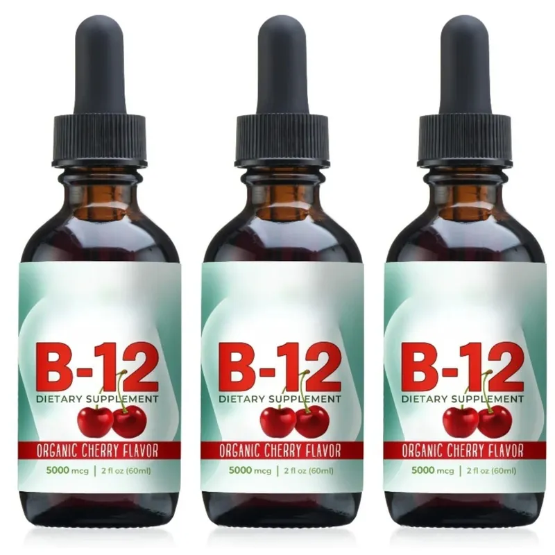 비타민 B12 메틸코발라민 액체 방울 5000mg 체리 맛 2액량 온스 60회분 비건 무설탕 일일 보충제