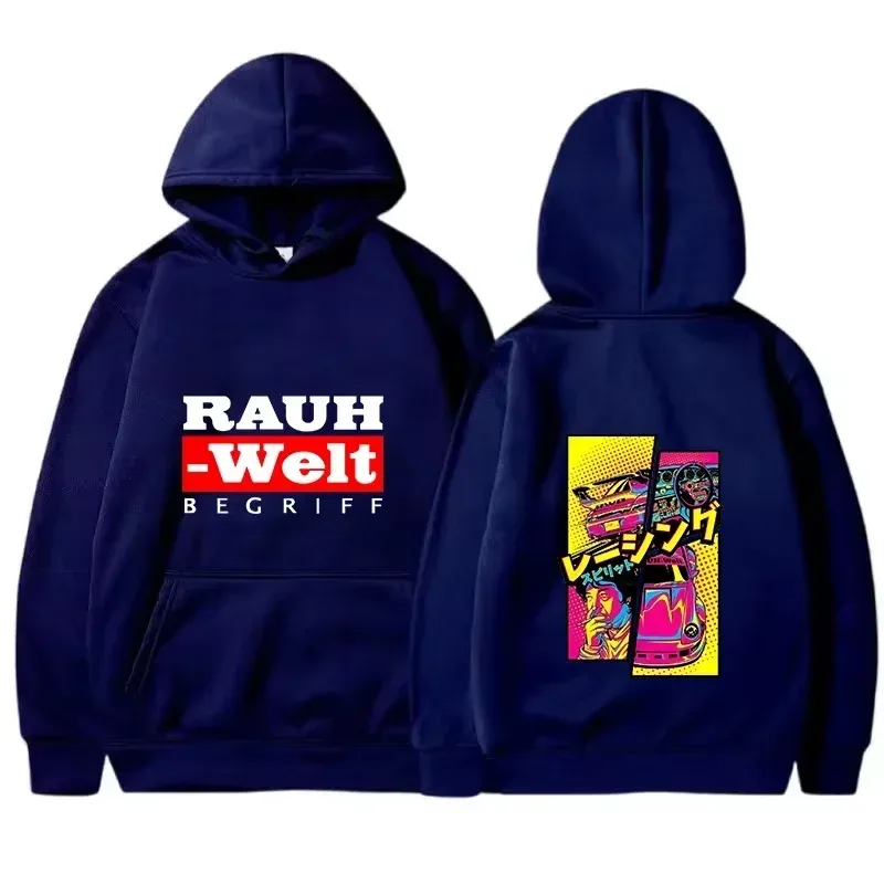 Rauh ウェルト パーカー 車 ワイドボディ チューニング JDM レーシング ポップ アート コミック 美的 ブラック オーバーサイズ カジュアル スウェットシャツ 長袖