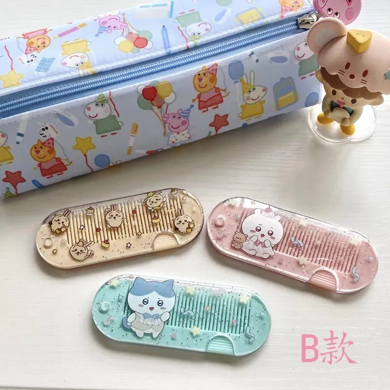 Mới Yiji Hoạt Hình Gấp Lược Nhỏ Di Động Bỏ Túi Trang Điểm USAGI うさぎ ハチワレ Hachiware Mini Dễ Thương Lược Nổ Lược Quà Tặng