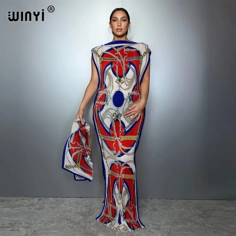 Plisované elastické tenké šaty dámské zmačkaný design Plisované luxusní muslimské společenské šaty Abaya Poncho pro ženy Plážové oblečení Kaftan